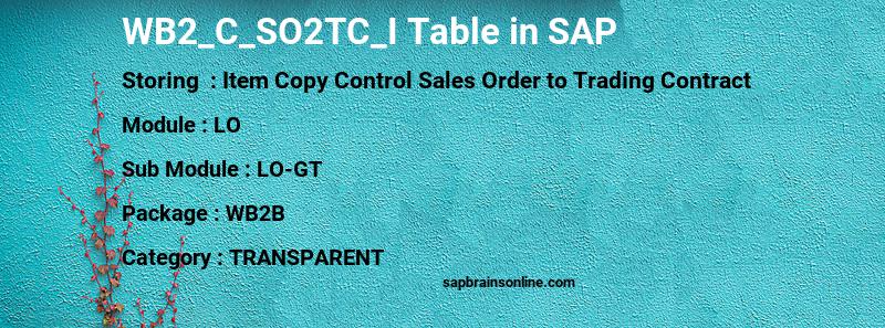 SAP WB2_C_SO2TC_I table