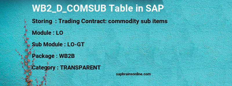 SAP WB2_D_COMSUB table