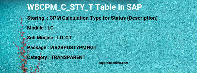 SAP WBCPM_C_STY_T table