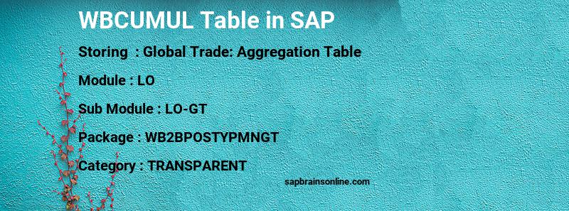 SAP WBCUMUL table