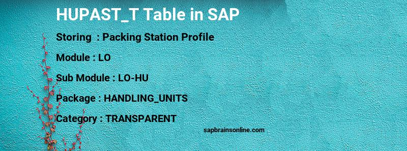 SAP HUPAST_T table