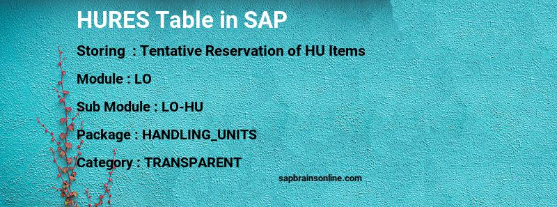 SAP HURES table