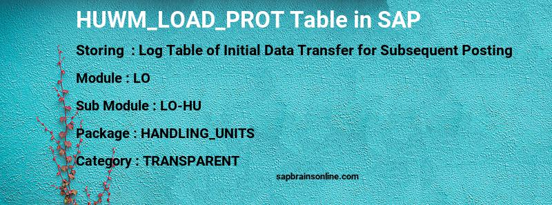 SAP HUWM_LOAD_PROT table