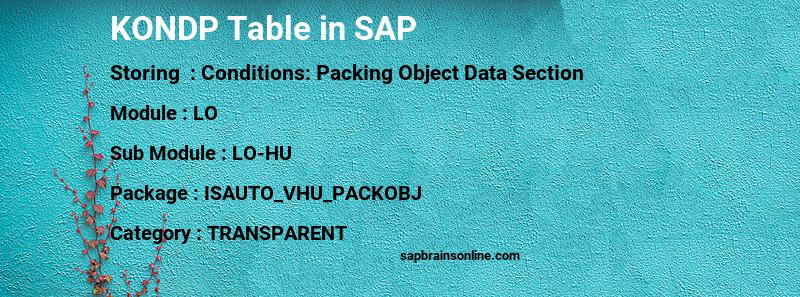 SAP KONDP table