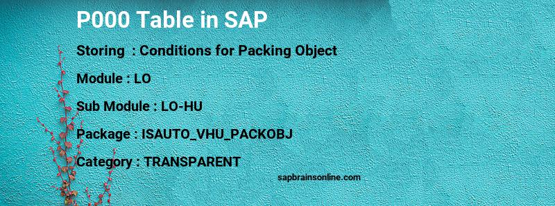 SAP P000 table