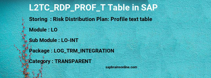 SAP L2TC_RDP_PROF_T table