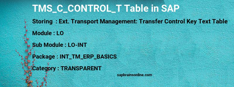 SAP TMS_C_CONTROL_T table