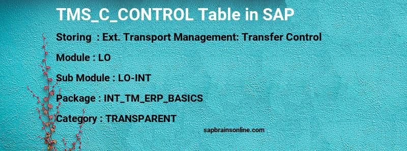 SAP TMS_C_CONTROL table