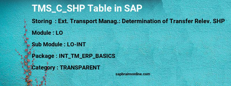 SAP TMS_C_SHP table