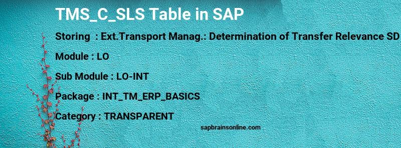 SAP TMS_C_SLS table