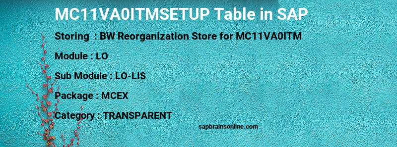 SAP MC11VA0ITMSETUP table