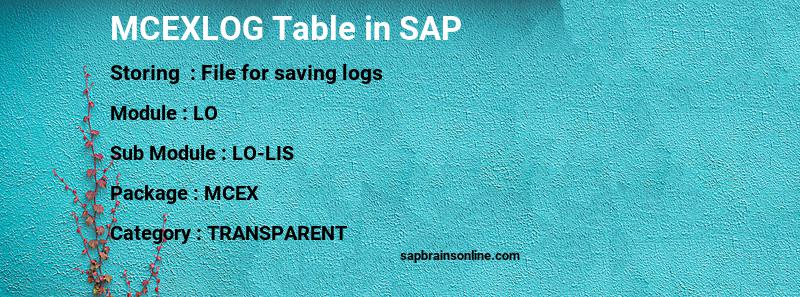 SAP MCEXLOG table