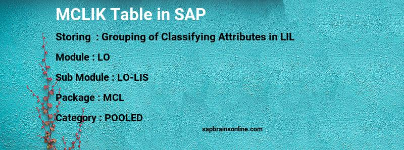 SAP MCLIK table