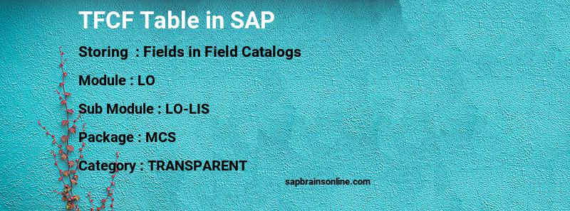 SAP TFCF table