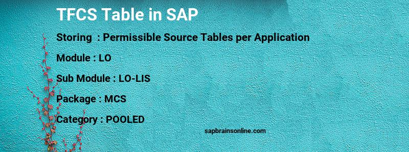 SAP TFCS table