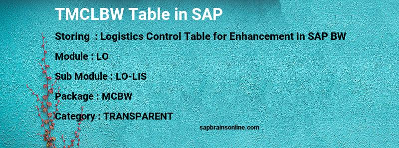 SAP TMCLBW table