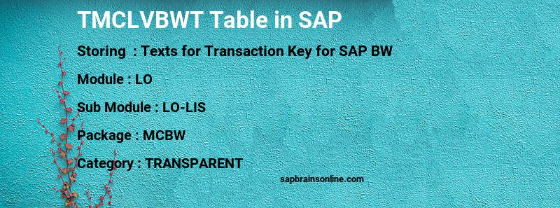 SAP TMCLVBWT table