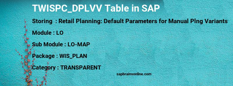 SAP TWISPC_DPLVV table