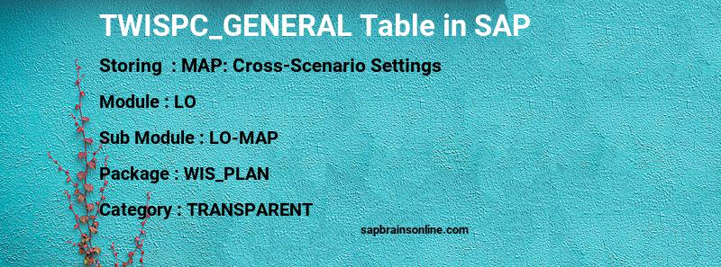 SAP TWISPC_GENERAL table