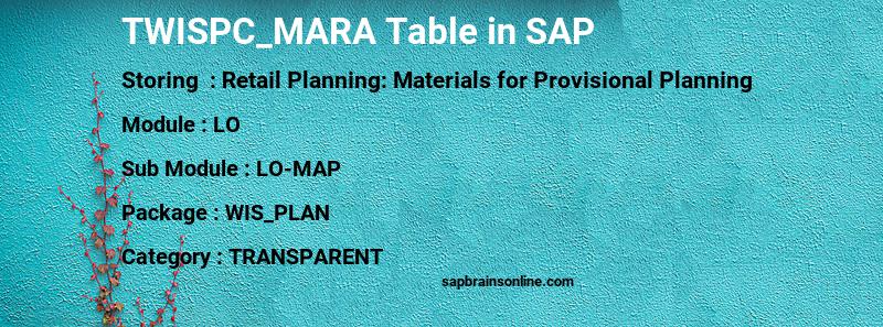 SAP TWISPC_MARA table