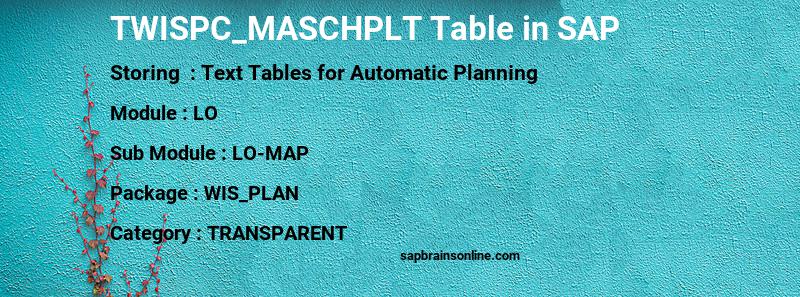 SAP TWISPC_MASCHPLT table