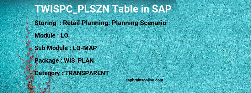 SAP TWISPC_PLSZN table