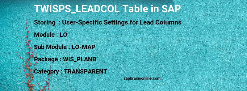 SAP TWISPS_LEADCOL table