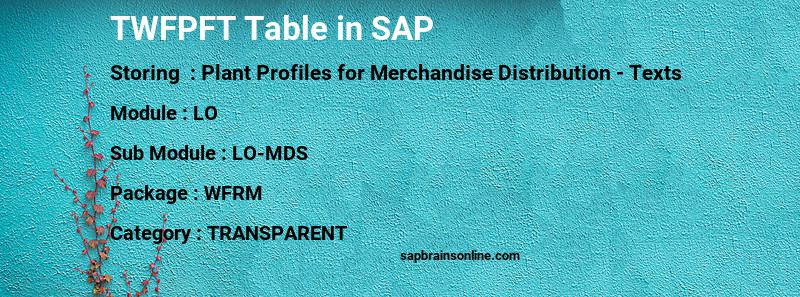 SAP TWFPFT table