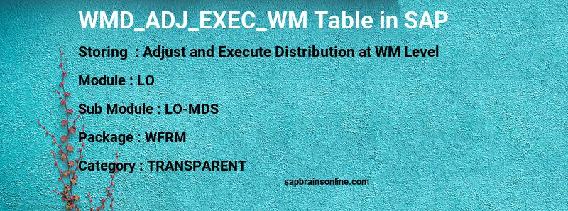 SAP WMD_ADJ_EXEC_WM table