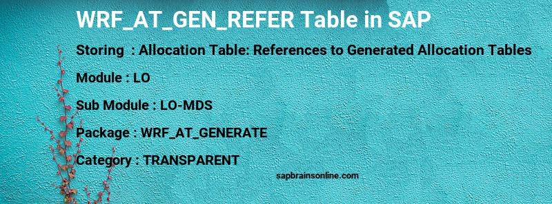 SAP WRF_AT_GEN_REFER table