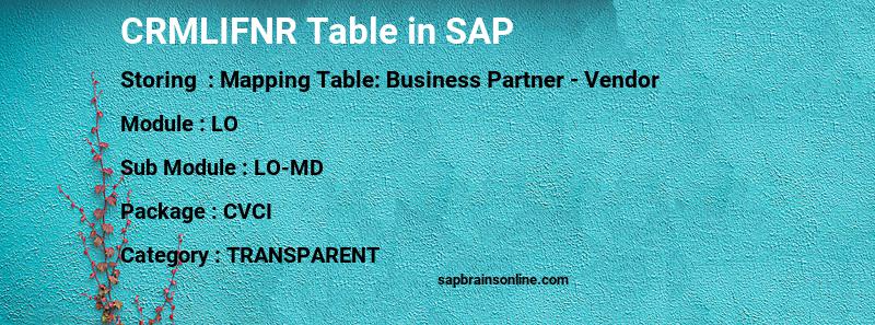 SAP CRMLIFNR table