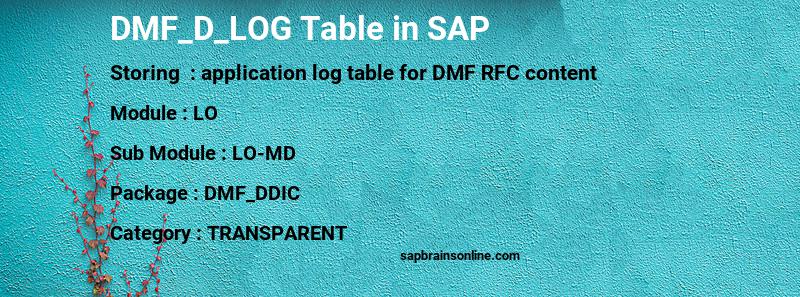SAP DMF_D_LOG table