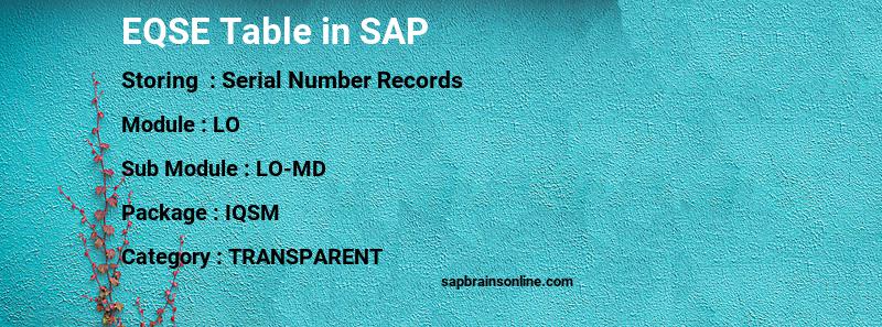 SAP EQSE table