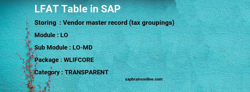 SAP LFAT table