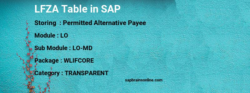 SAP LFZA table