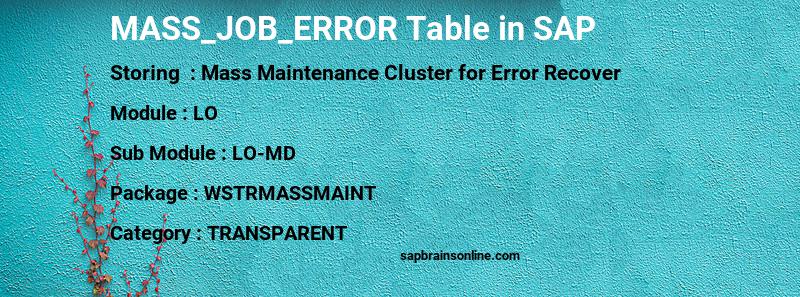 SAP MASS_JOB_ERROR table