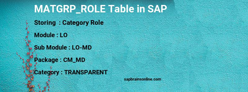 SAP MATGRP_ROLE table