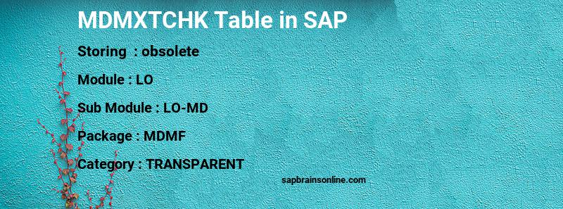 SAP MDMXTCHK table