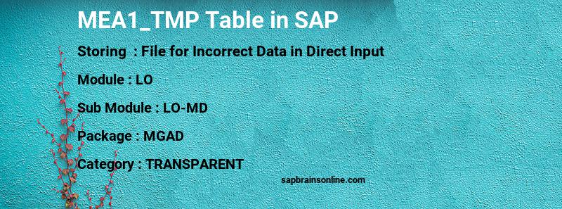 SAP MEA1_TMP table