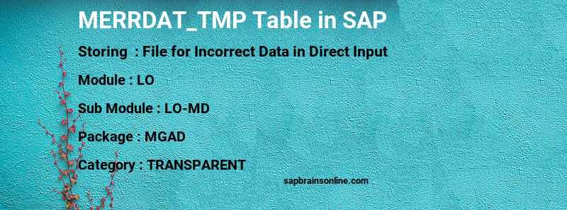 SAP MERRDAT_TMP table