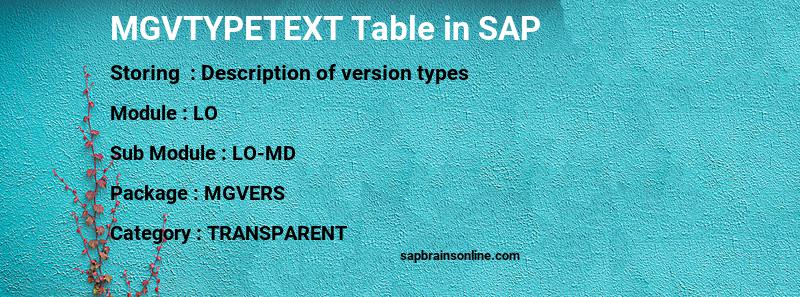 SAP MGVTYPETEXT table
