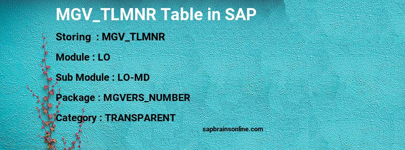 SAP MGV_TLMNR table