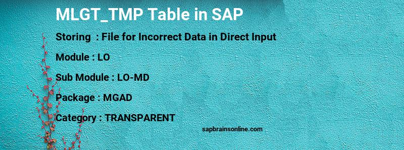 SAP MLGT_TMP table