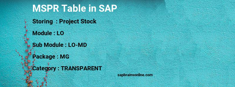 SAP MSPR table