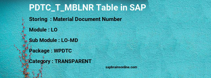 SAP PDTC_T_MBLNR table