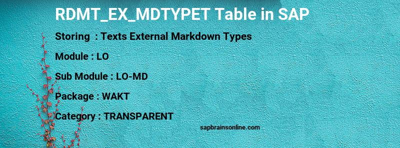 SAP RDMT_EX_MDTYPET table