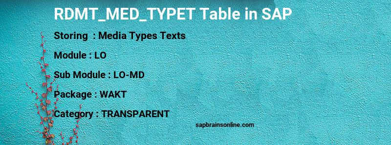 SAP RDMT_MED_TYPET table