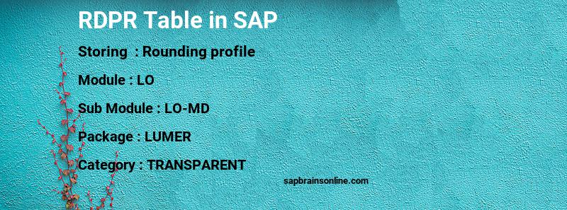 SAP RDPR table