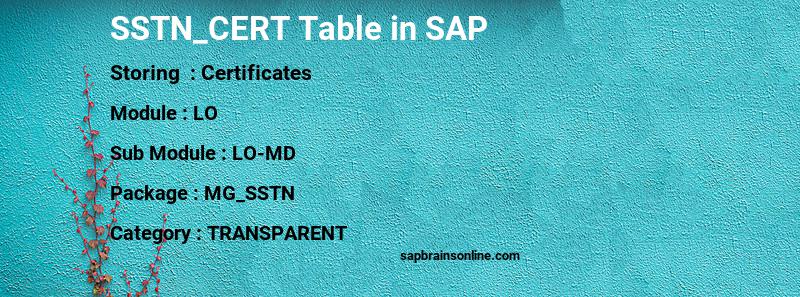 SAP SSTN_CERT table
