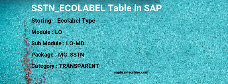 SAP SSTN_ECOLABEL table